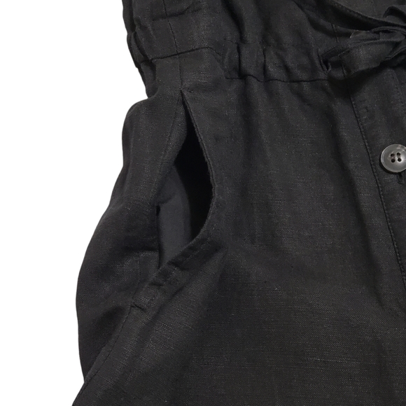 Anthropologie Moussy Linen Blend Black Jumpsuit Crop Wide Leg Size 1 - Picture 13 of 16